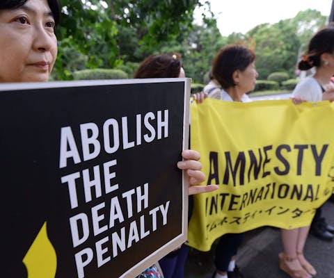 Anti-doodstraf demonstratie in Tokyo, Japan, 2014