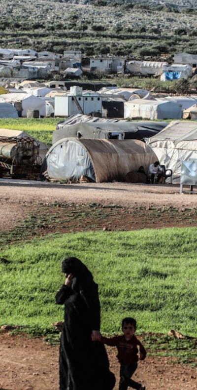 Kamp voor intern ontheemden in Noordwest-Syrië.