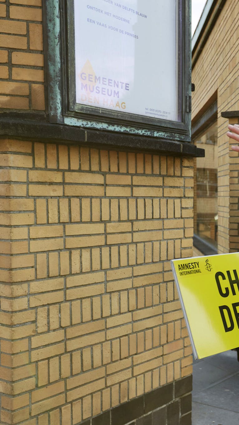 Amnesty-demonstratie tegen het opsluiten van een miljoen Oeigoeren en andere leden van moslimminderheden in ‘heropvoedingskampen’ in de Chinese regio Xinjiang.