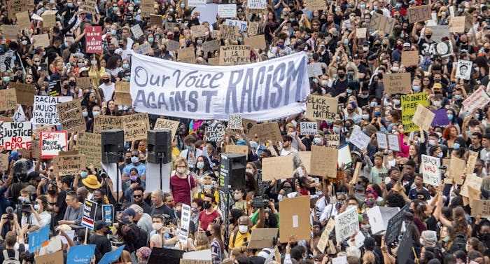 Black Lives Matter-demonstratie op de Dam in Amsterdam, juni 2020.