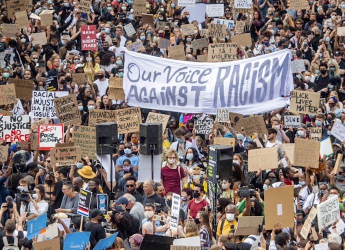 Black Lives Matter-demonstratie op de Dam in Amsterdam, juni 2020.
