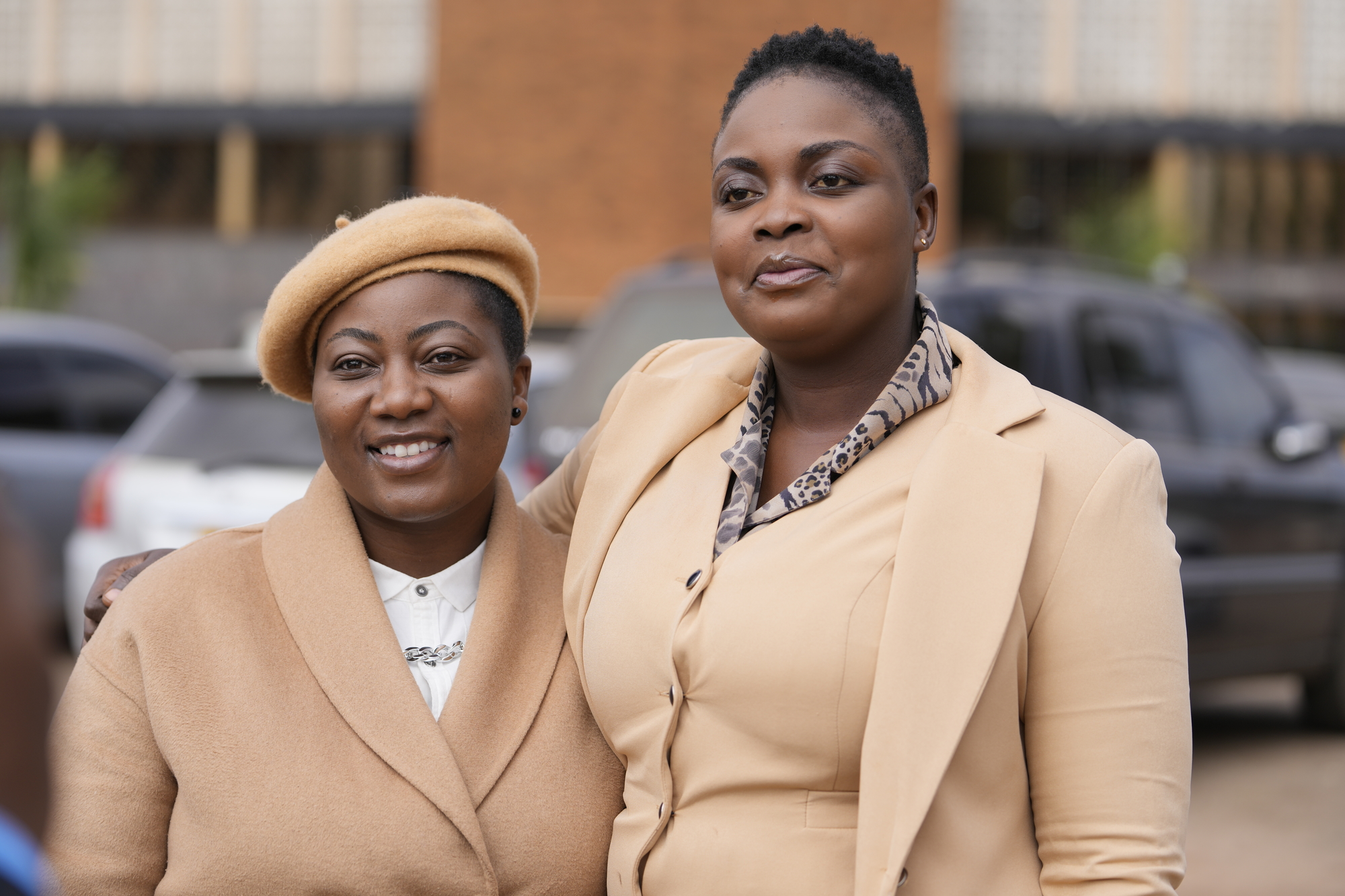 Joanah Mamombe (L) and Cecillia Chimbiri (R), outside the Harare Magistrates Court, Zimbabwe, 9 June 2022.