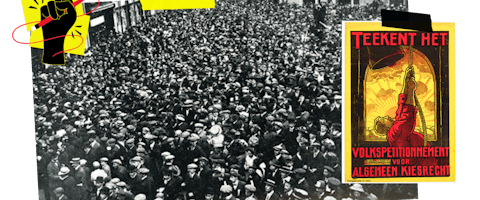 Rode Dinsdag, Prinsjesdag 1911. Zo'n 20.000 mensen demonstreerden in Den Haag tegen het censuskiesrecht
