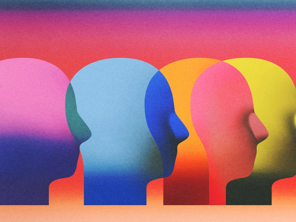 Illustratie met vier onheerkeenbare gezichten die in elkaar overlopen. Tekst erbij: Discriminatie ligt op de loer. Iemand die arm is of tot een minderheid behoort, heeft een grotere kans ter dood te worden veroordeeld.