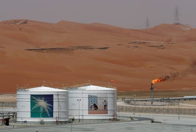Productiefaciliteit in het Shaybah-olieveld van Saudi Aramco in het Empty Quarter, Saudi-Arabië.