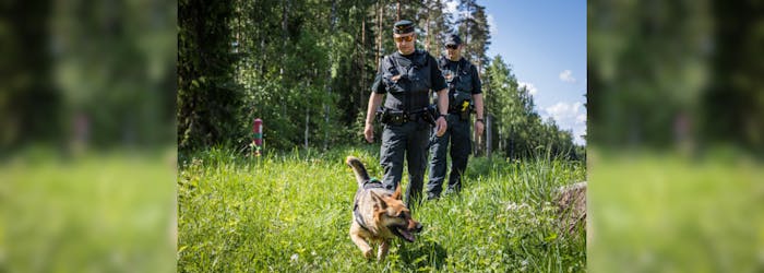 Finse grenspatrouille in Joensuu vlakbij de grens met Rusland.