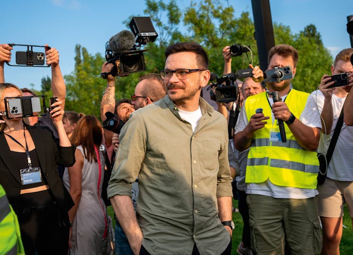 Ilja Jasjin (Ilya Yashin) in Berlijn, een week na de gevangenenruil. ‘Westerse politici stonden voor een dilemma: aan de ene kant moesten ze moordenaars vrijlaten. Aan de andere kant konden ze zestien mensenlevens redden.’