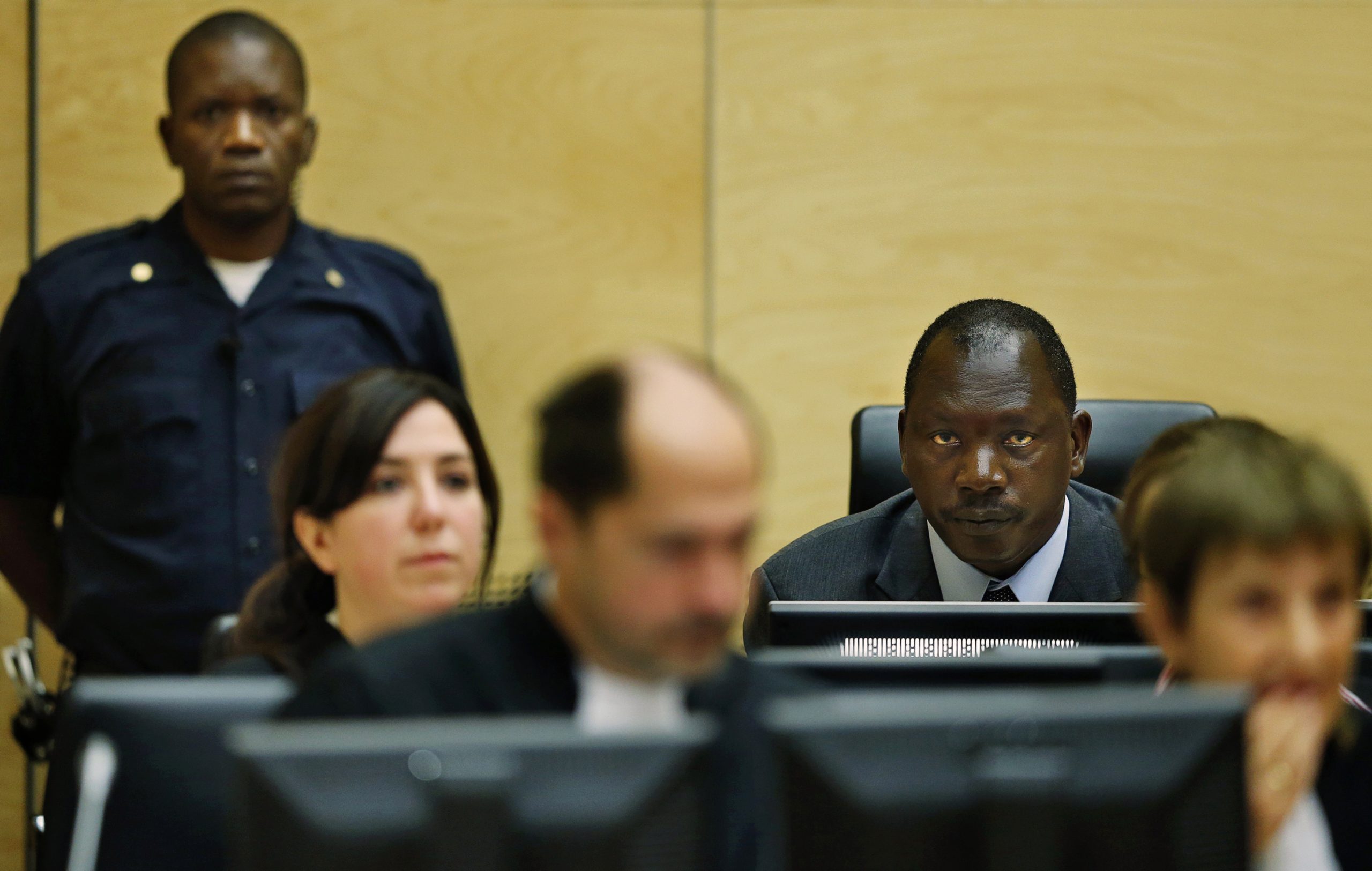 Congolese krijgsheer Thomas Lubanga, veroordeeld door het Internationaal Strafhof in zijn allereerste uitspraak, zit in de rechtszaal van het ICC in Den Haag