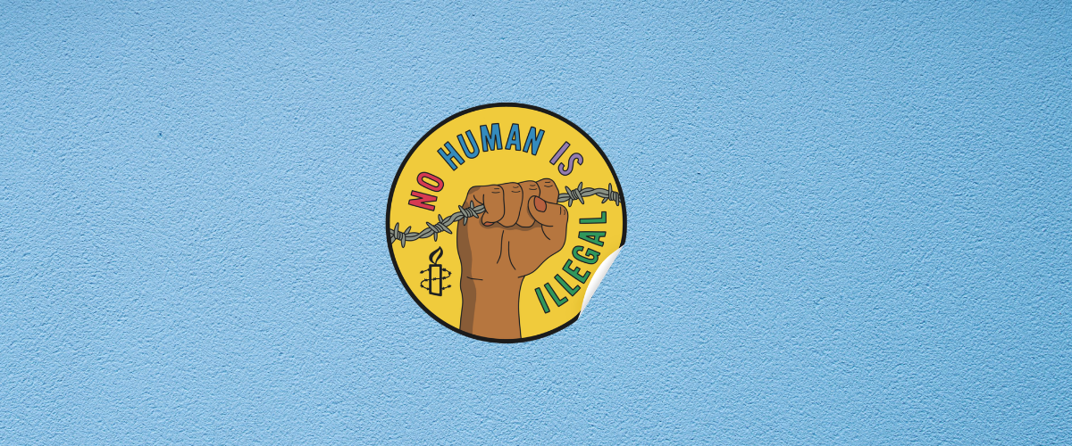 sticker No Human is illegal