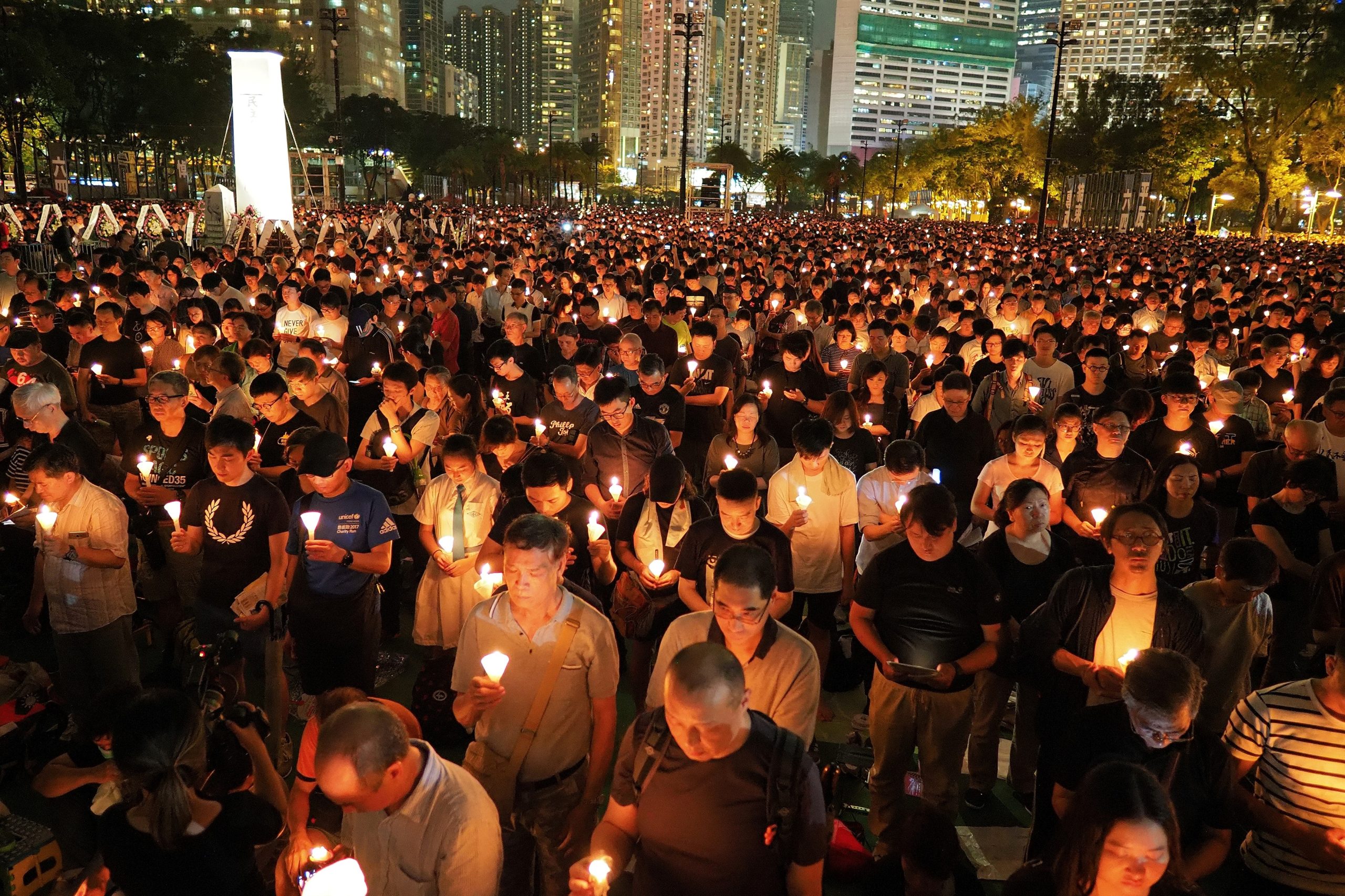 Herdenkingsbijeenkomst in Hongkong voor de slachtoffers van de Tiananmen-protesten in 1989 in China